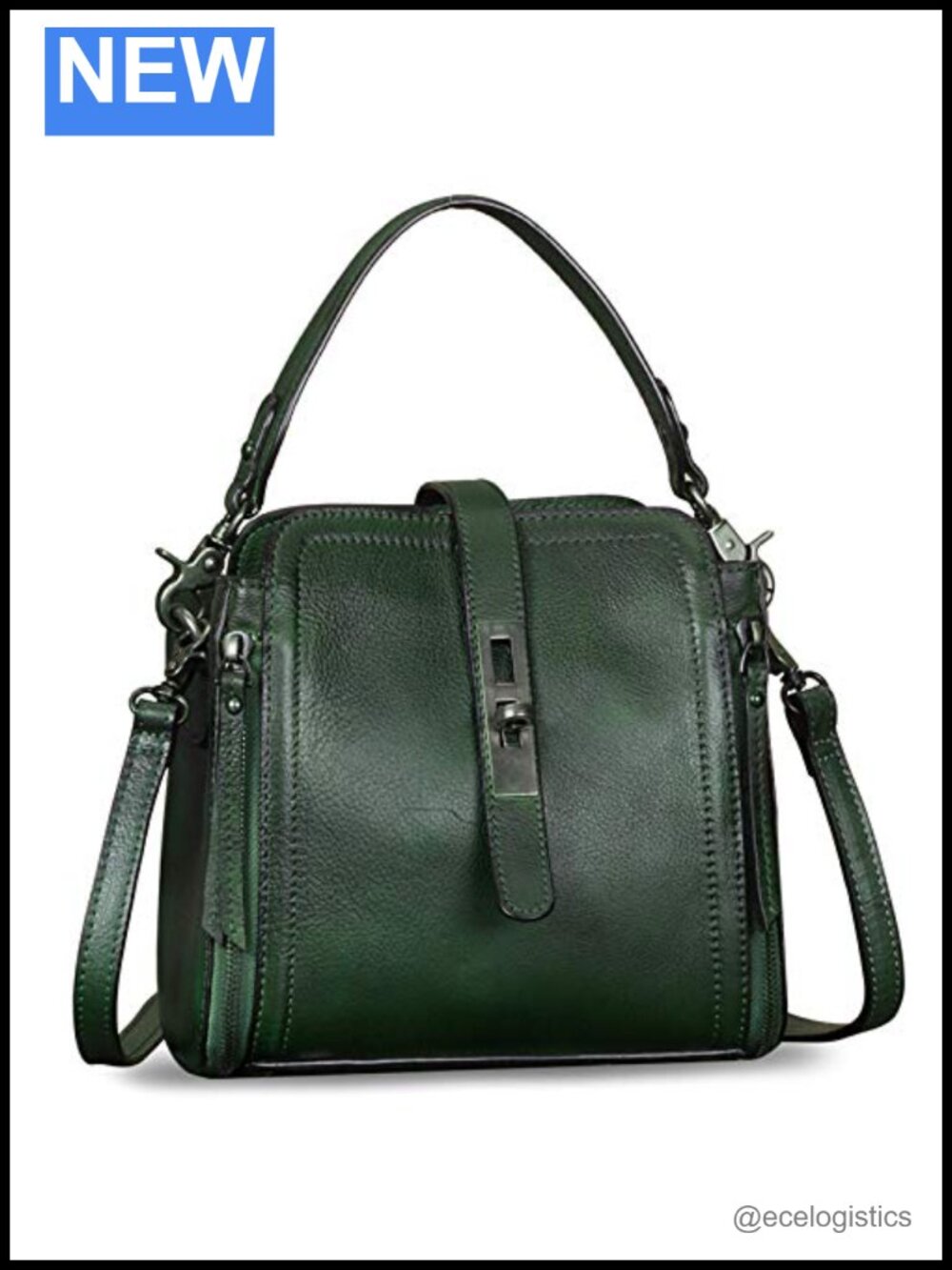 Genuine Leather Vintage Handmade Satchel Crossbody Purse with Removable